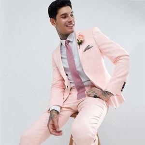 Men's Suits & Blazers Pink Wedding For Men Tuxedos Groom Wear Tailor Made Male Slim Fit Party Business Terno Masculino 2 Pcs Blazer Pants