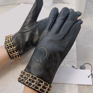 Winter Black Leather Outdoor Thick Soft Fleece Warm Five Fingers Gloves for Driving Cycling Walking