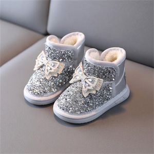 Winter new girls' snow boots and velvet padded children's shoes rhinestone cute girl warm cotton boots