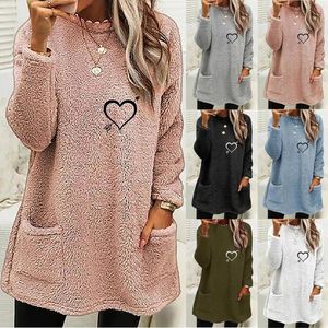 Women's Hoodies Womens Winter Coat Loose Wool Jacket Long Sleeved Jumper With Pockets Zip Light Hoodie Women Fleece Sweat