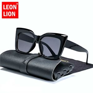 Güneş Gözlüğü Leonlion 2023 Büyük boy güneş gözlükleri kadınlar/erkekler için retro cateye gözlük toptan lüks kare bardaklar de sol uv400 p230406