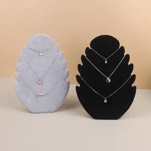 Jewelry Pouches Velvet Leaf Shape Necklace Display Stand Holder Fire Pendant Organizer Dispaly Storage For Store Exhibit