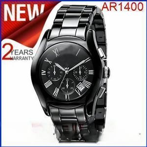 Men's quartz watch Black chronograph dial, stainless steel strap High quality quartz watch AR1400 AR14012385