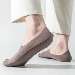 Meias masculinas 3 pares fino respirável malha homens curto mulheres baixo corte forro antiderrapante linha causal para apartamentos bota barco tornozelo meia