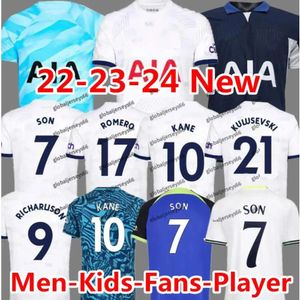 22 23 24 SON BERGWIJN Camisas de futebol 2023 2024 Tottenham PERISIC ROMERO REGUILON KULUSEVSKI BENTANCUR RIHARLISON KANE SPENCE SKIPP Homens _Jersey