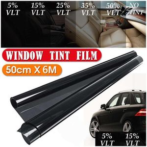 Vårdprodukter 6mx0,5 m bilfönster Skyddsfilm Black Tint Tinting Roll Kit VLT 8% 15% 25% 35% 50% UV-Säker Resistant för Drop Deli Dhad7