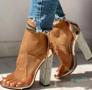 Сандалии 2023 Bling Afinestone Peep Toe платформы на плуенью каблуки на каблуках лодыжки хрустальные свадебные обувь