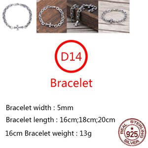 D14 S925 Bracciale in argento sterling Hip Hop Street Fashion Coppia gioielli Personalizzati stile punk Solid Cross Flower Letter Lover Gift