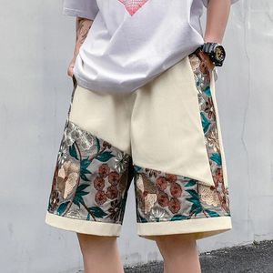 Mäns shorts vintage broderad blommig sommar avslappnad femdelar byxor hip-hop manliga bottnar stor storlek sport kort