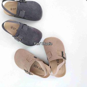 Slipper Spring and Autumn 2023 New style boys' and girls' barefoot casual fashion slippers Children's big head half slippers T231107