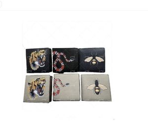 Men Designers Animal Short Wallet Leather Black Snake Tiger Bee Wallets Women Long Style Fashion luxurys Purse Wallet Card Holders With Gift Box