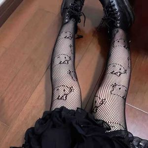 5 PC sexiga strumpor kvinnor erotiska andningsbara tunna sektion kitty katt nattklubb svart siden lolita strumpbyxor sexiga fisknät tights knä höga strumpor nya z0407