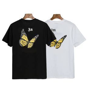 Tasarımcı Palms Erkek Tişörtleri Kadın Melekler Tshirt Geri Kelebek Baskısı Pamuk Yuvarlak Yuvarlak Boyun Gevşek Kısa Kısa Uyku Tişört Yarım Kollu Boyut S/M/L/L