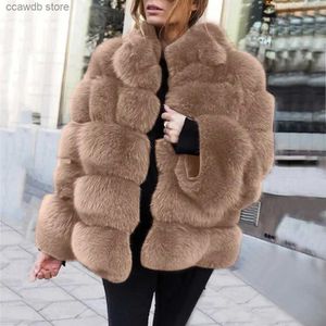 Women's Fur Faux Fur Super Warm Winter Faux Fur Coat Women Thick Solid Jacket Casual Outwear Fake Fur Warm Overcoat Female T231107