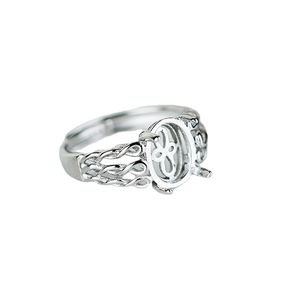 Женское кольцо из стерлингового серебра 925 пробы, 8x10 мм, овальный кабошон, полукрепление, обручальное кольцо, оправа из белого золота, цвет 100%, ювелирные изделия, регулируемый открытый хвостовик