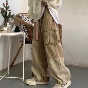 Pantaloni da uomo mercante nero largo per uomo kaki maschio vintage sciolto casual autunno giapponese streetwear hip hop retro