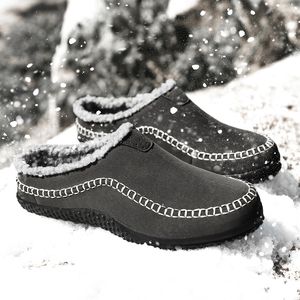 Pantofole invernali calde da uomo Scarpe da casa Slip on Snow Pantofole invernali calde completamente foderate in pelliccia Scarpe da esterno per interni