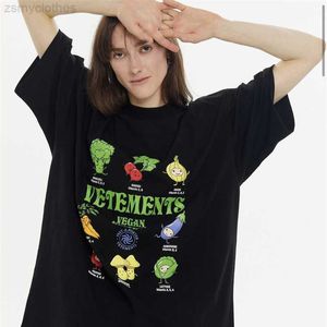 T-shirts för män Vetements Spring and Summer Printed Cotton Round Neck Men's and Women's Loose High-kvalitet T-shirts