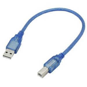 USB 2.0 kabel typ en hane till b hane (am till bm) adapterkonverterare kort datakabelkabel för skrivare blå 30 cm