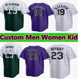 S-4XL 2023 Özel Kris Bryant Jersey Randal Grichuk Connor Joe Charlie Blackmon Todd Helton Larry Walker Jose Iglesias Ryan McMahon C. J. Cron