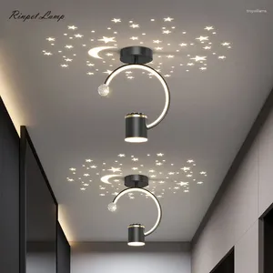 Luzes de teto moderna corredor loja lâmpadas redondas nórdico minimalista interior decora sala efeito estrela luminárias cristal