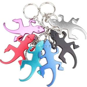 200 teile/los Gecko Aluminiumlegierung flaschenöffner keychain kreative geschenke zubehör großhandel