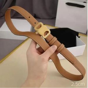 Belts For Men Womens Width 25mm Fashion Smooth Buckle Belt Retro Designer Thin Waist Genuine Cowhide 4 Color