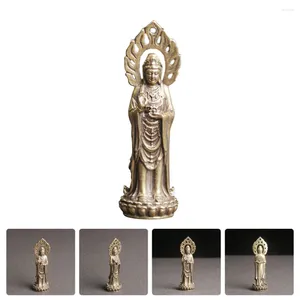 Garden Decorations Vintage Buddha Light Avalokitesvara Guan Yin Model Chinoiserie Decor Statue Buddhism Ornament Brass Decorative Buddhas