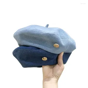 女性のためのベレー帽のデニムハットインストレンドコットンアーティストキャップgorros