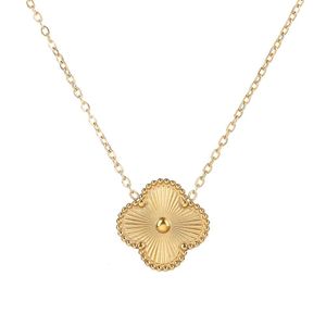 New Four Leaf Grass Necklace Women's French High Quality Fashion Pendant Gold Lock Bone Chain