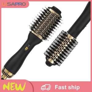 Hårrätare Lisapro Elegant Black Golden Air Brush 2 0 One Step Dryer och Styler Volumizer Multifunktionellt slag 230406