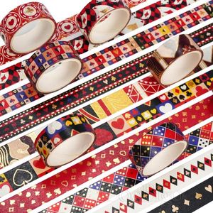 Geschenkverpackung Poker Washi Tape Set Abdeckpapier Goldfolie Scrapbooking Aufkleber Verpackung Schreibwaren DIY Handwerk Spielkartenmuster 10Rollen