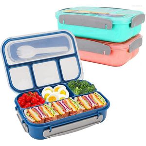 Geschirr-Sets, 3er-Pack, Bento-Box, Mittagessen für Kinder, 1300 ml, Behälter mit 4 Fächern, auslaufsicher, mikrowellen-, spülmaschinen- und gefriergeeignet