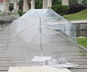 Umbrellas 30 Pcs 34" Big Clear Cute Bubble Deep Dome Umbrella Wind Resistance Transparent Long Handle Women SN3764