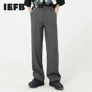 IEFB Męskie wiosenne letnie kombinezony Przyczynowo prosta metalowa klamra Slim Fit Business Spodni Czarne szare ubrania 9Y6151 210524318R