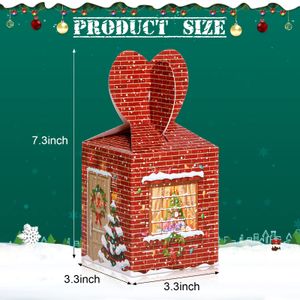 Juldekorationer presentförpackningar 3D Goody Treat Xmas kartongkaka Eve Packaging House Santa Snowman Gable för festförmån och Wrap Otex4