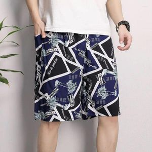 Mäns shorts pyjamas bomullsilke strandbyxor mode casual manlig sömnkläder tryck geometri streetwear hög kvalitet hem pyjamas