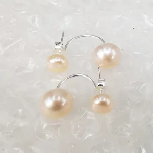 Dangle Earrings Wholesale Natural 5-6mm 8-9mm Bun Pink Freshwater Pearl And S925 Silver Hook One Pair