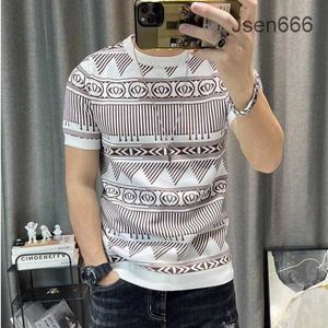 Fendy Camisa 3 Cores Manga Curta Tricô T-shirt Roupas Masculinas Slim Streetwear Contraste Camisetas para Camisa Tee Homme Social Club Outfits Camiseta Mens RSY9