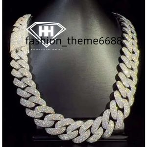 Hip Hop Jewelry White Gold Iced Out 4 Row Miami Necklace Sier VVS Moissanite Diamond Prong Set Cuban Link Chains