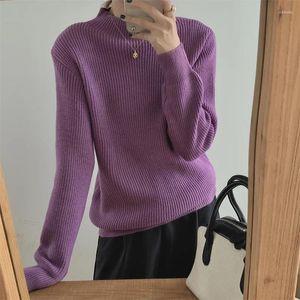 Women's Sweaters Vintage Temperament Elegant Knit Sweater Long Sleeves Solid Color Cozy Warm Korean Pullover Soft