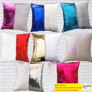 DHL Shipping 12 colors Sequins Mermaid Pillow Case Cushion New sublimation magic sequins blank pillow cases hot transfer