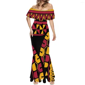 Casual Dresses HYCOOL Polynesian Tribal Hawaiian Totem Tattoo Hawaii Print Sexy Strapless Wedding Dress Off Shoulder Party Formal Occasion