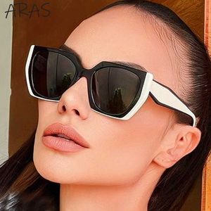 Solglasögon Fashion Square Solglasögon Kvinnor 2023 New Polygon Cat Eye Sun Glasses Ladies Shades UV400 Retro Luxury Brand Colorful Eyewear Men P230406