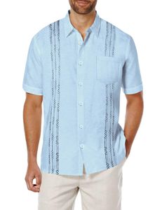 Mäns casual skjortor kort ärm linne skjorta kubansk strand topp ficka guayabella skjorta t-shirt bomullsansvarig skjorta