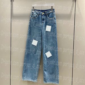 Blå kvinnor denim byxor lyxdesigner jeans byxor mode charmiga kvinnor jean byxor