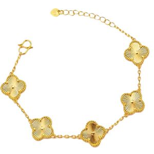 Orecchini di design con bracciale Lucky Clover Orecchini in oro 18 carati con cinque fiori, bracciale con ciondolo, collana, orecchini, gioielli da sposa