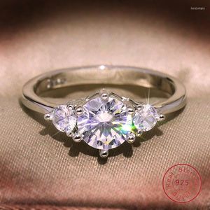 Cluster Rings Classic Silver Color 3 Cz Diamant Wedding Engagement for Women Fine Jewelry Present Bague Anillos Wholesale