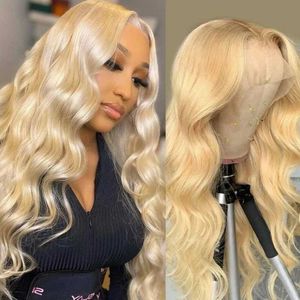 Syntetiska peruker Blond peruk 613 Body Wave Syntetiska spetsar för kvinnor Glueless Pre -plockad hårfäste med babyhår T Del 230227