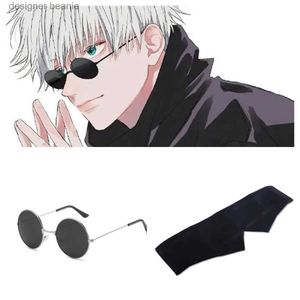 Óculos de sol ACE anime Jujutsu Kaisen Gojo Satoru role-playing adereços óculos pretos steampunk armação redonda óculos de sol acessórios para homensC24320